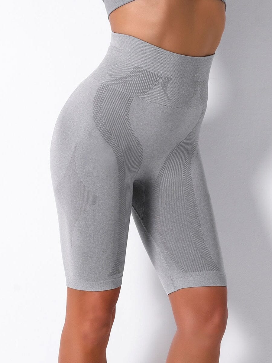 Short Sport Long Sans Couture KindyFit Shorts Helanke-Srbija.com : Legging Femme | Vêtements de Sport sa Gris 