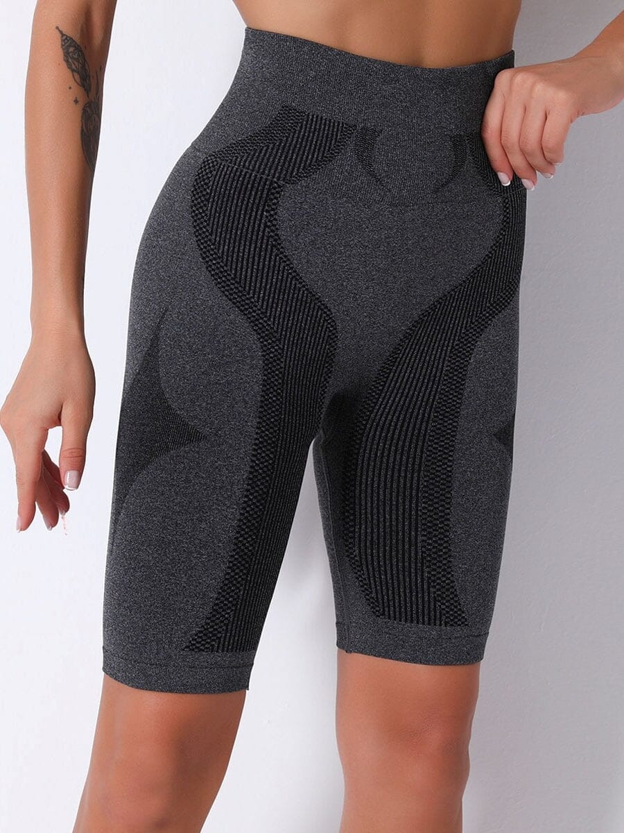 Short Sport Long Sans Couture KindyFit Shorts Helanke-Srbija.com : Legging Femme | Vêtements de Sport sa Noir 