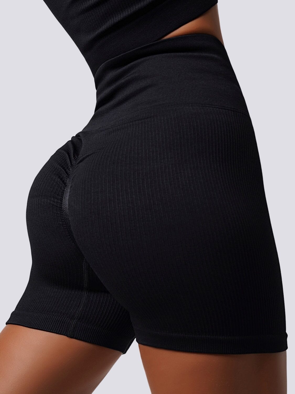 Short Sport Plissé Push Up Taille Haute Shorts Helanke-Srbija.com sa Noir 
