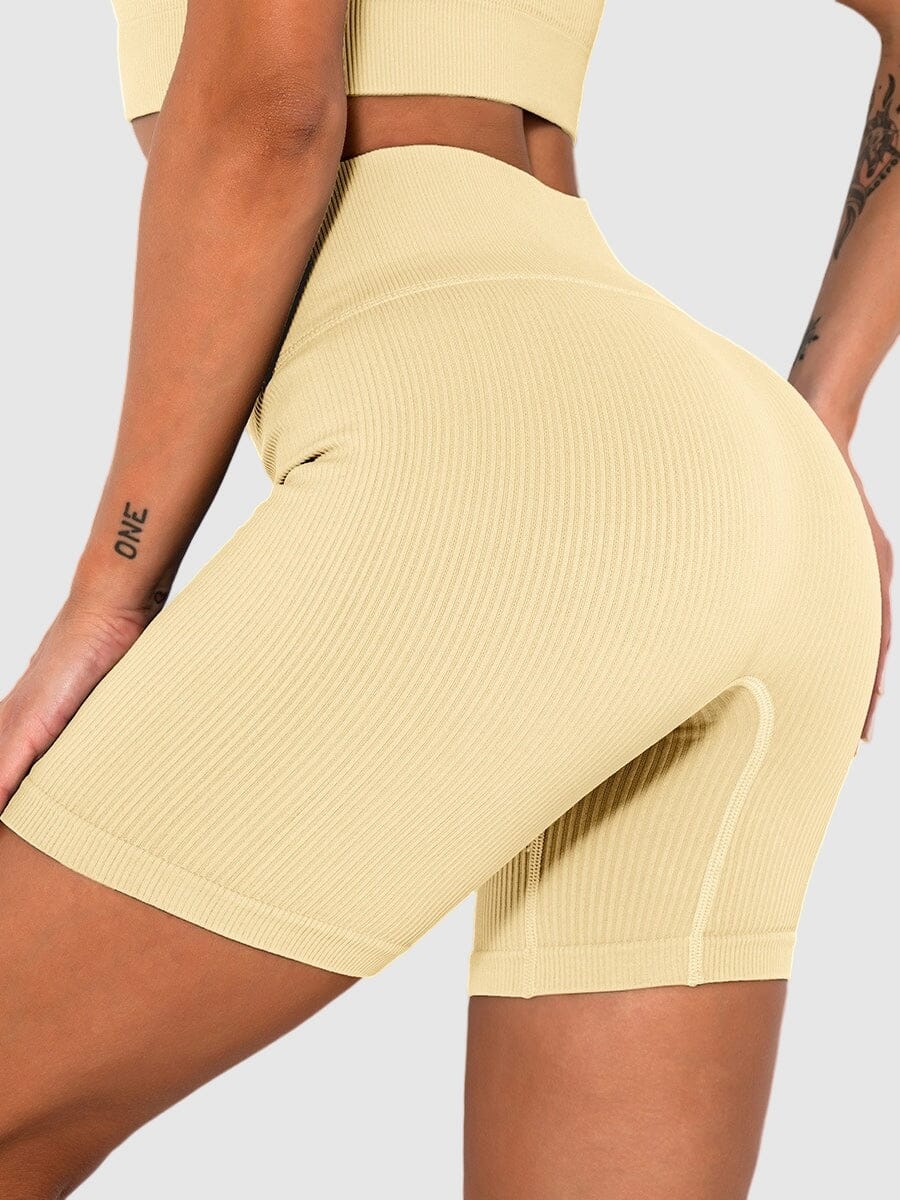 Short Sport Sans Couture Côtelé Shorts Helanke-Srbija.com : Legging Femme | Vêtements de Sport sa Beige 