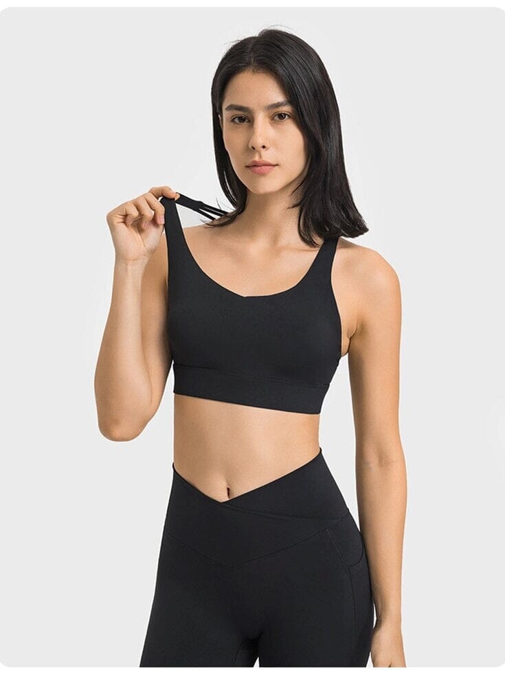 Soutien-Gorge Bretelles Fines Croisées Soutien-gorge sport Helanke-Srbija.com : Legging Femme | Vêtements de Sport XS Noir 