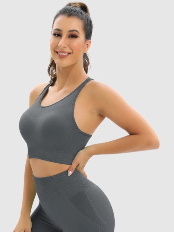 Soutien-Gorge Sport Sans Couture Dos Nageur Soutien-gorge sport Helanke-Srbija.com : Legging Femme | Vêtements de Sport sa Gris 