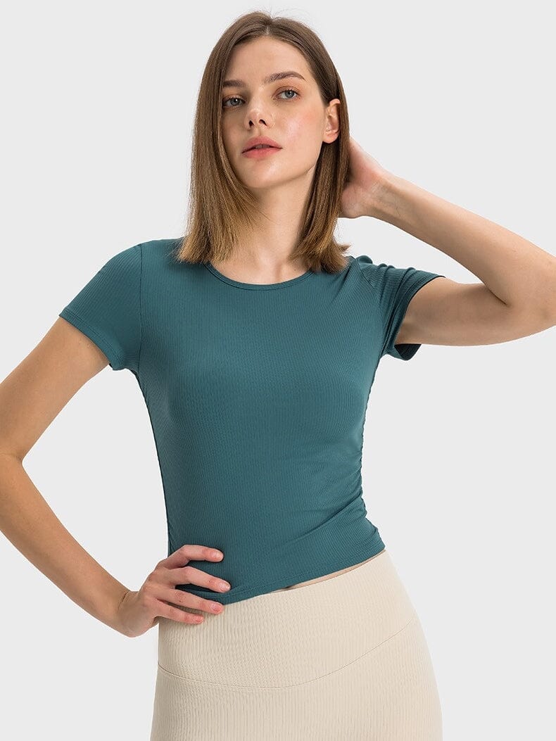 T-Shirt Sport Côtelé Manches Courtes T-Shirt Helanke-Srbija.com XS Bleu canard 