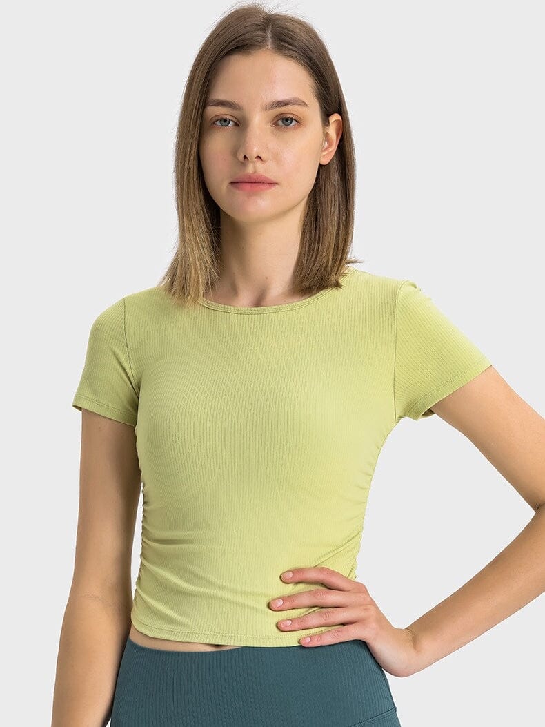 T-Shirt Sport Côtelé Manches Courtes T-Shirt Helanke-Srbija.com XS Vert clair 