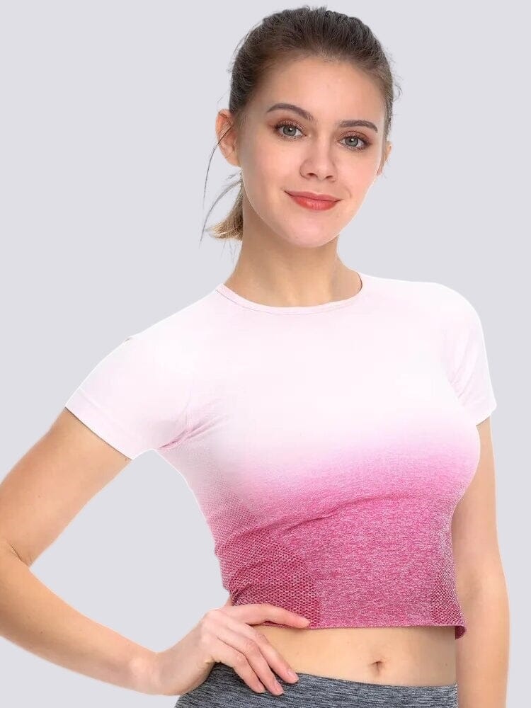 T-Shirt Sport Dégradé Manches Courtes T-Shirt Helanke-Srbija.com sa Blanc/Rose 