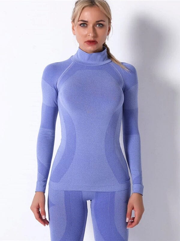 T-Shirt Sport Manches Longues Sans Couture, KindyFit T-Shirt Helanke-Srbija.com : Legging Femme | Vêtements de Sport sa Bleu 