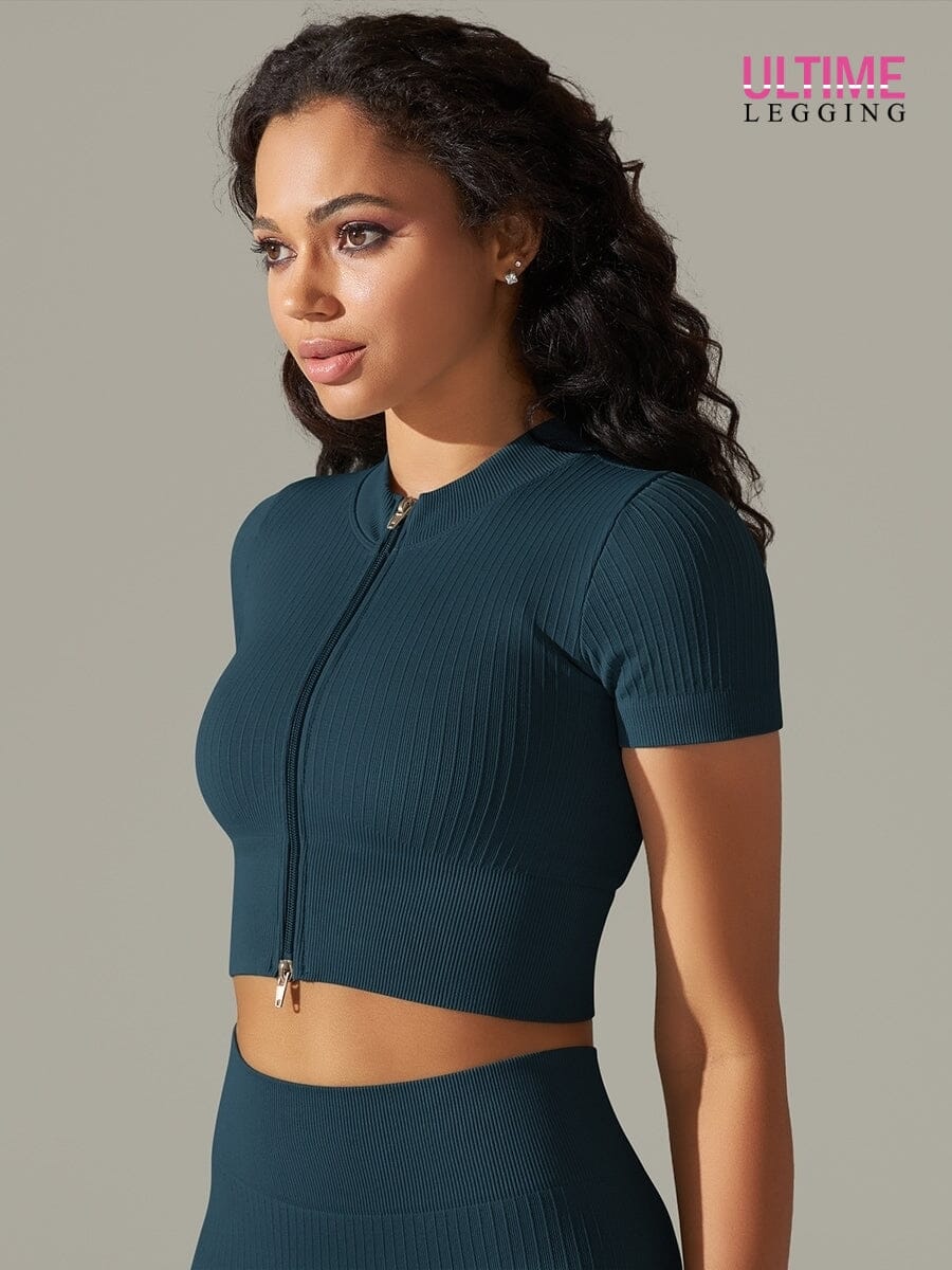 T-Shirt Sport Zippé Manches Courtes - Ultime-Legging T-Shirt Helanke-Srbija.com sa Bleu royal 