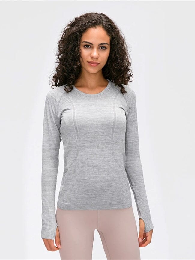 Tee-Shirt Manches Sport Longues Trou de Pouce T-Shirt Helanke-Srbija.com : Legging Femme | Vêtements de Sport XS Gris 
