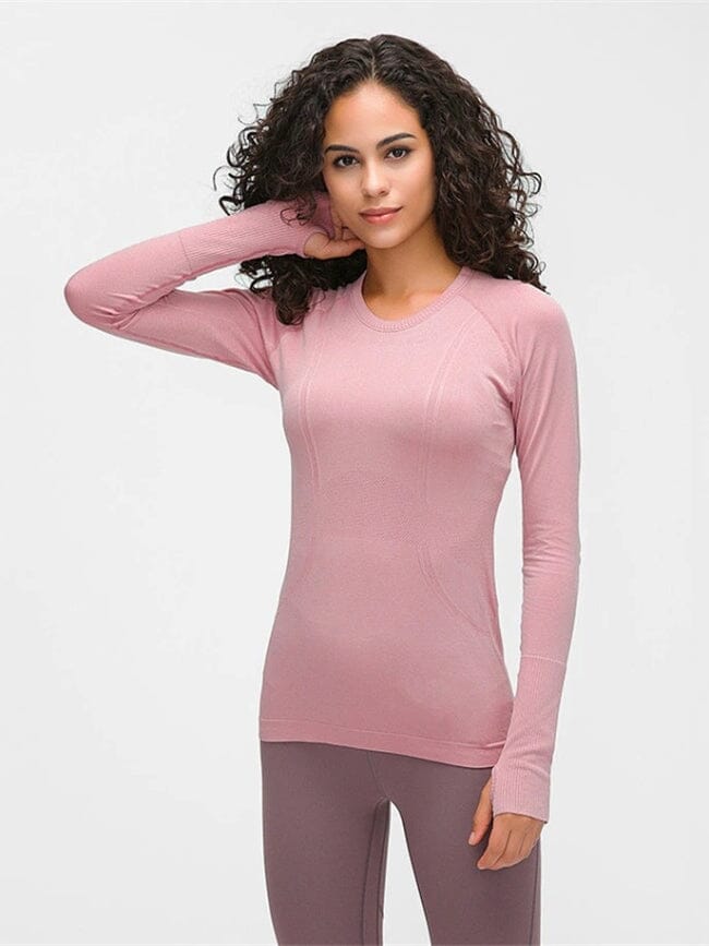 Tee-Shirt Manches Sport Longues Trou de Pouce T-Shirt Helanke-Srbija.com : Legging Femme | Vêtements de Sport XS Rose 