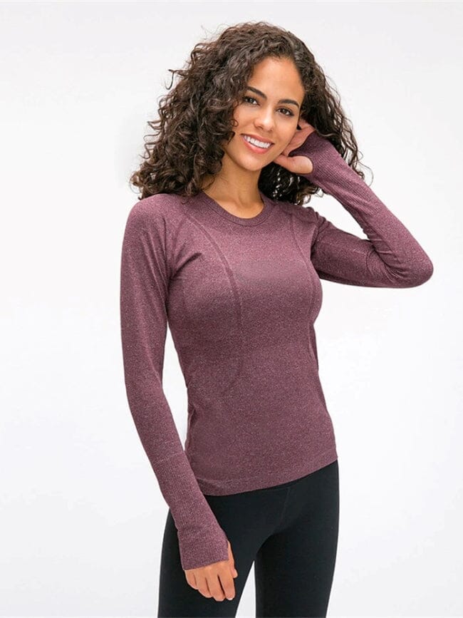 Tee-Shirt Manches Sport Longues Trou de Pouce T-Shirt Helanke-Srbija.com : Legging Femme | Vêtements de Sport XS Violet 