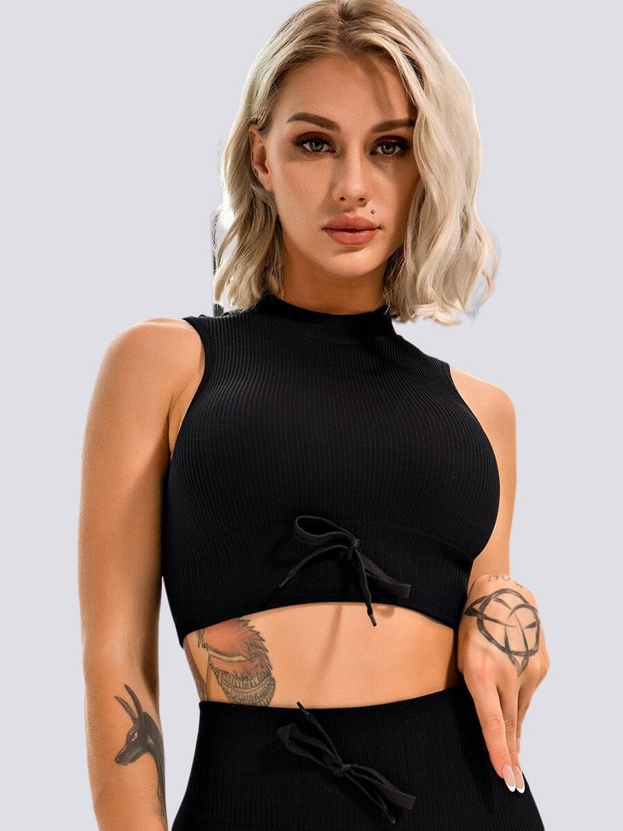 Top Sport Plissé T-Shirt Helanke-Srbija.com sa Noir 