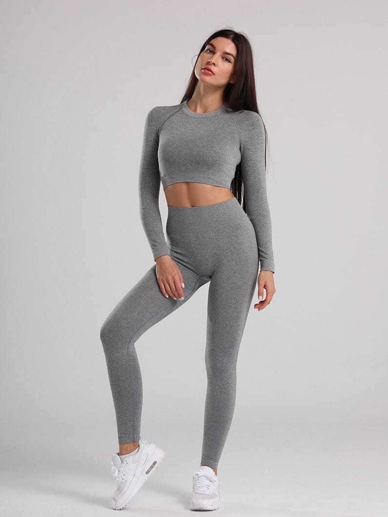 Ensemble Fitness Sans Couture Ensemble Sport Ultime Legging : Legging Femme | Vêtements de Sport S Gris