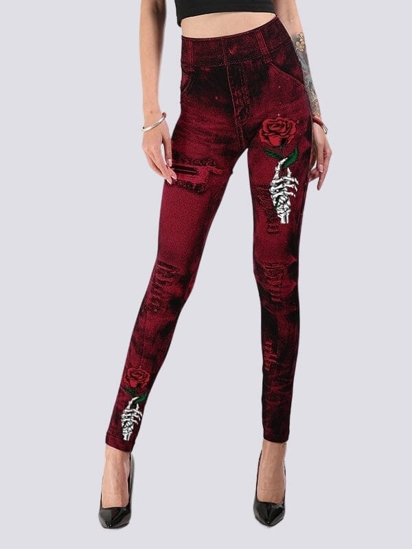 Jegging Effet Déchiré Jeggings Ultime Legging S Bordeaux