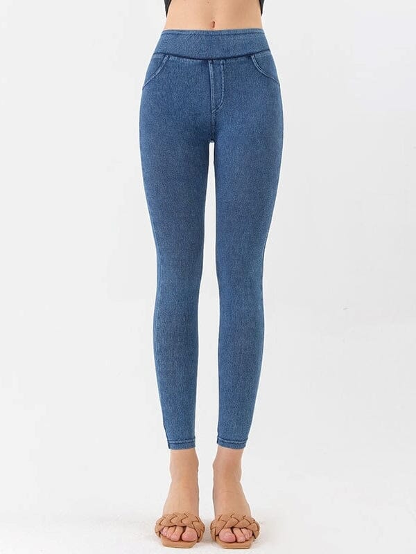 Jegging Gainant Taille Haute Jeggings Ultime Legging XS Bleu