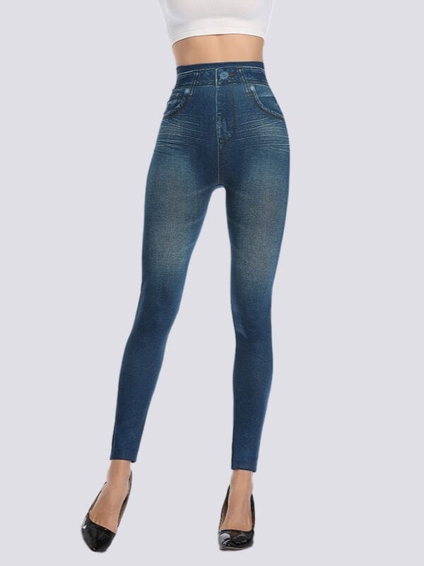 Jegging Slim Taille Haute Jeggings Ultime Legging S/M Bleu