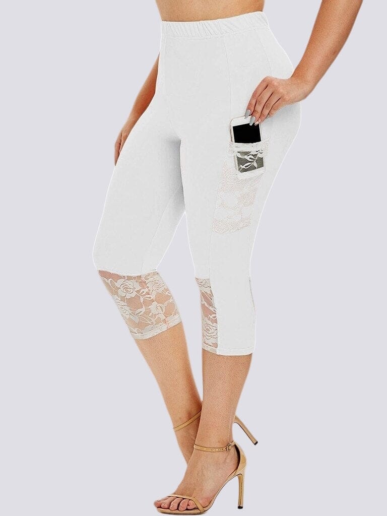 Legging Court Grande Taille (Poche) Leggings Ultime Legging L Blanc