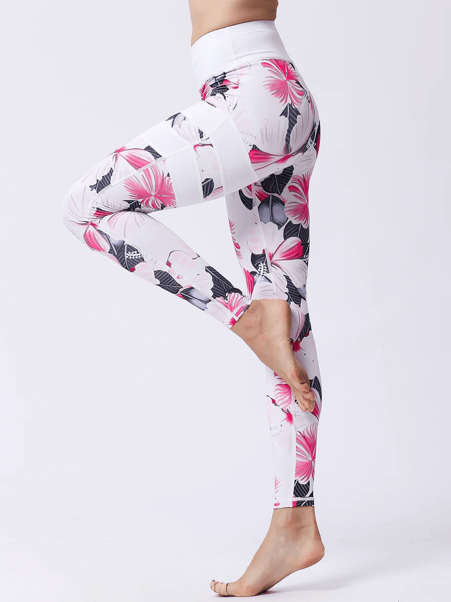 Korkeavyötäröiset kukkakuvioiset leggingsit
