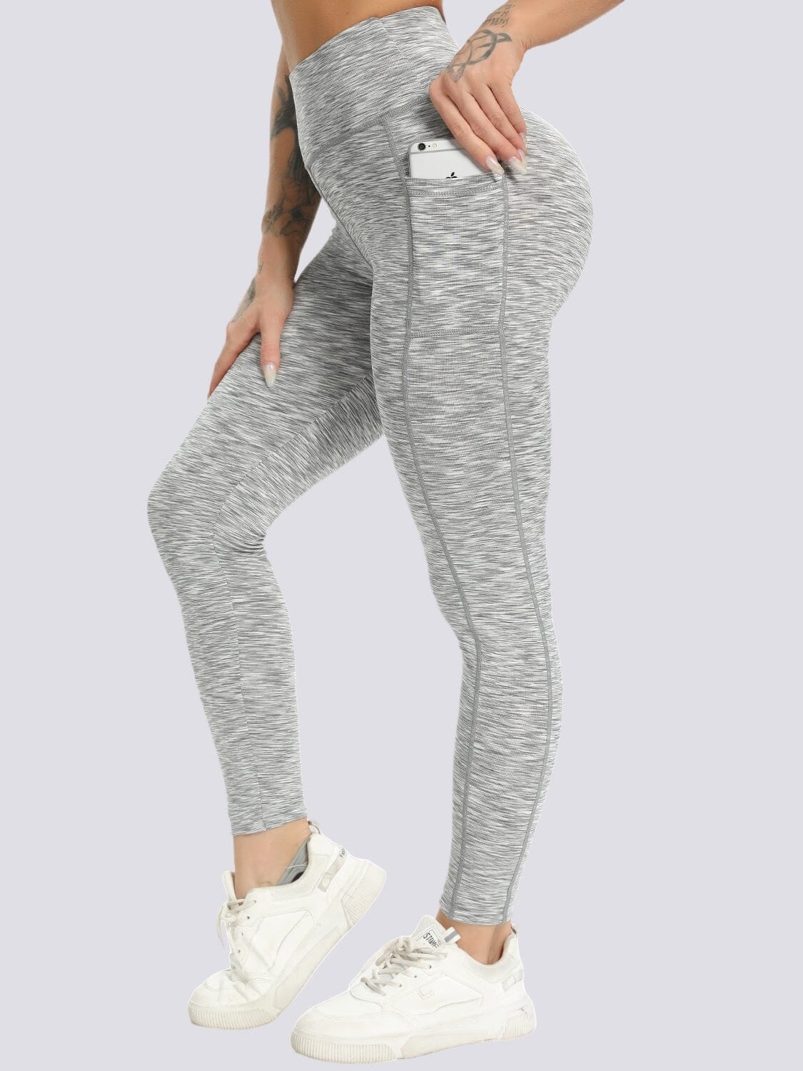 Legging Poche Portable (Push Up) Ultime-Legging S Gris chiné