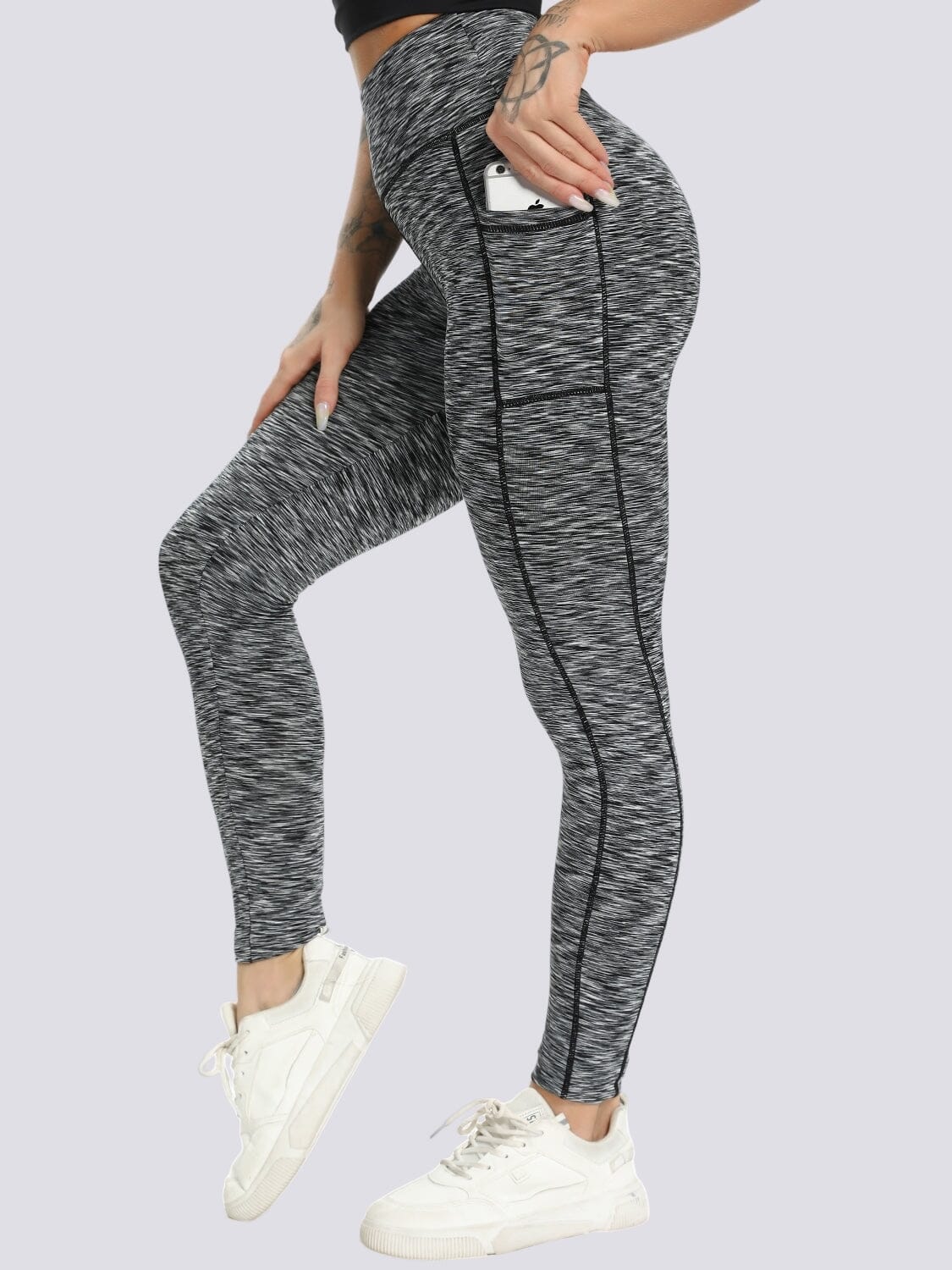 Legging Poche Portable (Push Up) Ultime-Legging S Gris foncé chiné