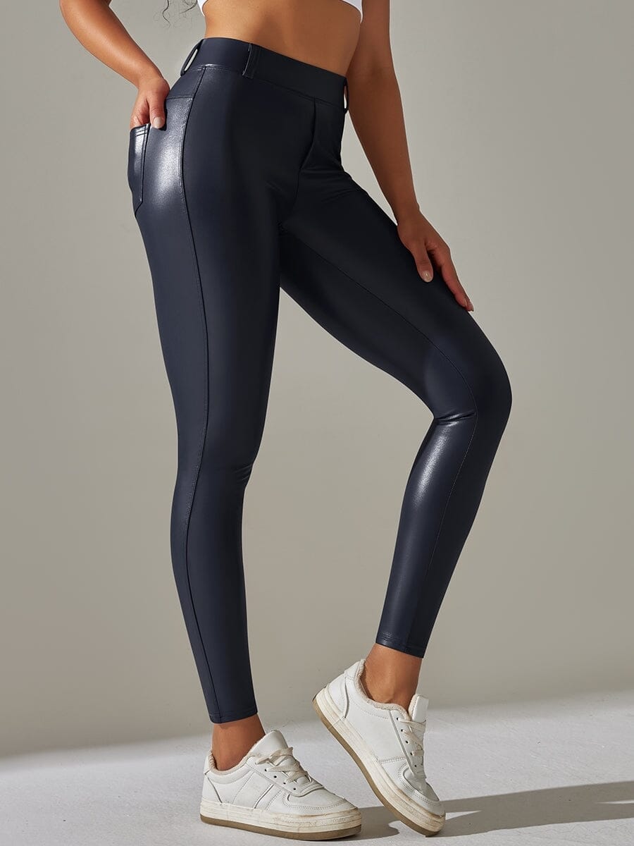 Legging Simili Cuir Intérieur Velours Leggings Ultime Legging S Bleu