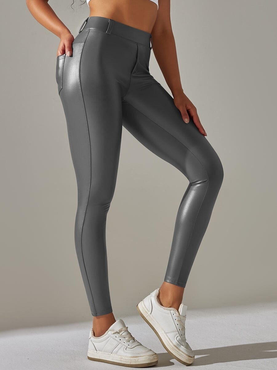 Legging Simili Cuir Intérieur Velours Leggings Ultime Legging S Gris