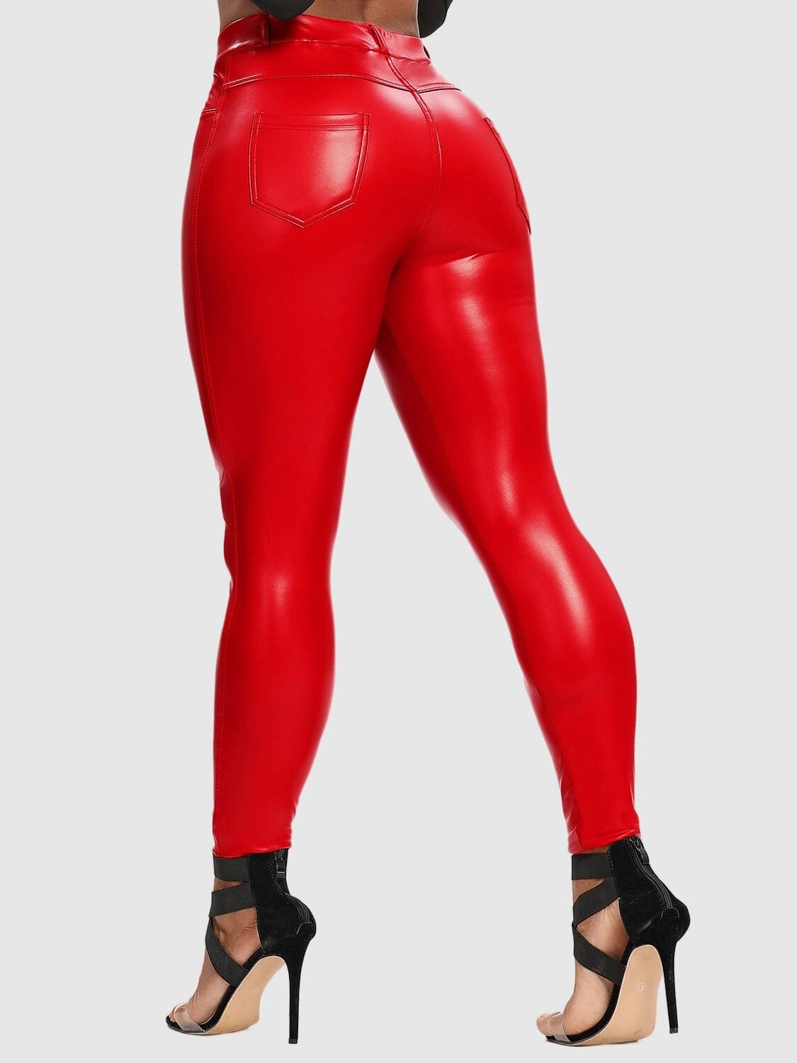 Legging Simili Cuir Poches Arrière Leggings Ultime Legging S Rouge