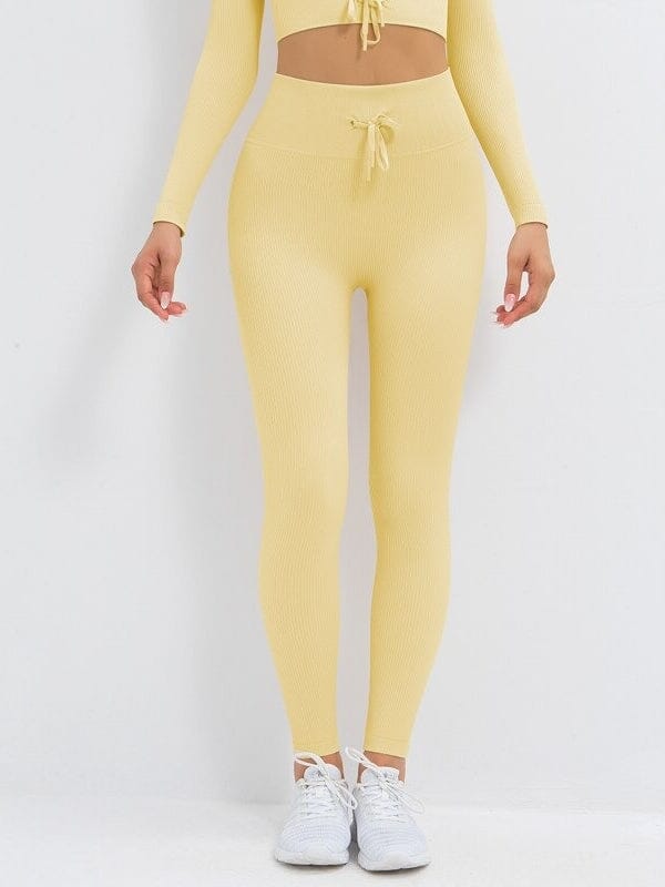 Legging Sport Côtelé Ultime Legging : Legging Femme | Vêtements de Sport S Jaune