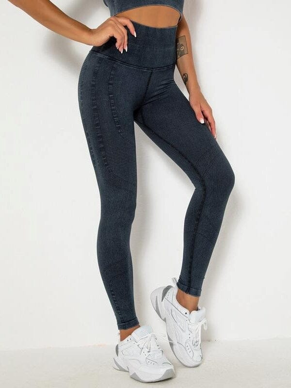 Legging Sport Effet Jean Leggings Ultime Legging : Legging Femme | Vêtements de Sport S Bleu sombre