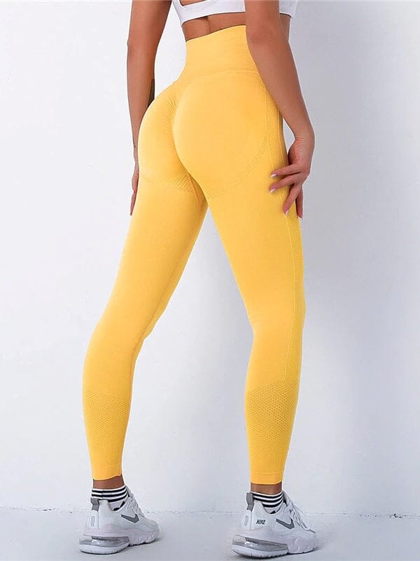 Legging Sport Gainant Push Up Leggings Ultime Legging : Legging Femme | Vêtements de Sport S Jaune