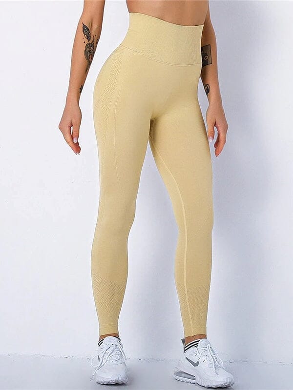 Legging Sport Gainant Push Up Leggings Ultime Legging : Legging Femme | Vêtements de Sport S Jaune clair