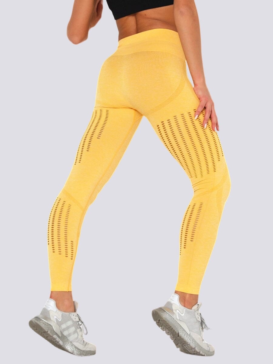 Legging Sport Maille Leggings Ultime Legging : Legging Femme | Vêtements de Sport S Jaune