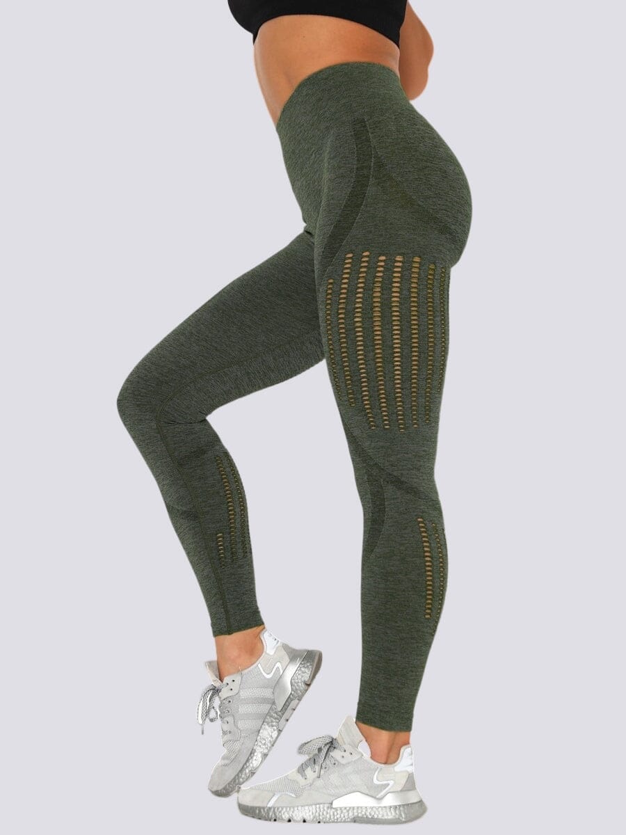 Legging Sport Maille Leggings Ultime Legging : Legging Femme | Vêtements de Sport S Kaki foncé