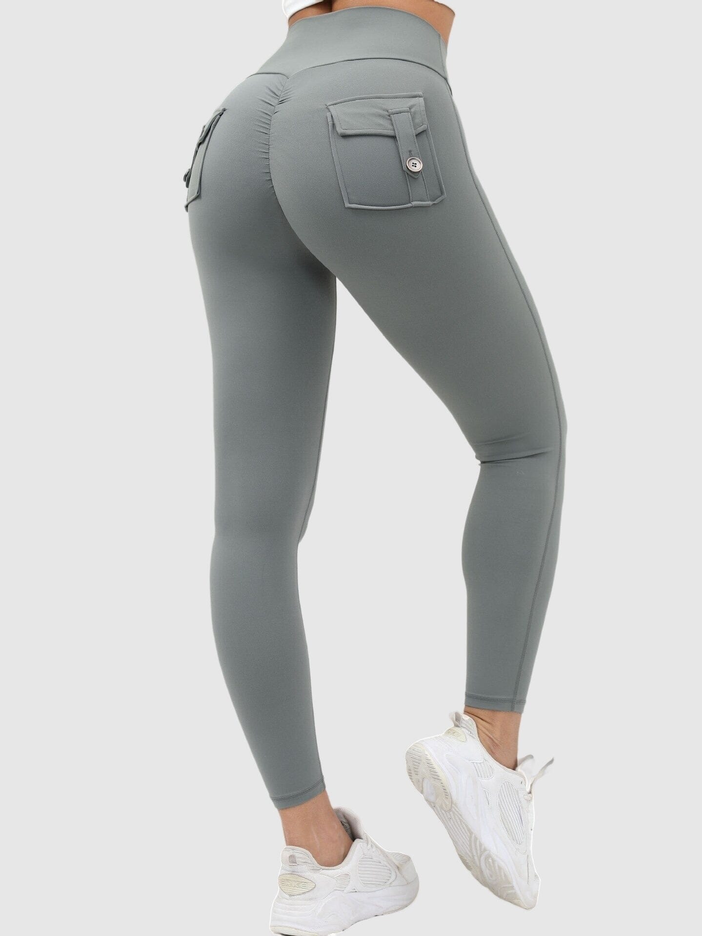 Legging Sport Push Up Poches Arrières Leggings Ultime Legging : Legging Femme | Vêtements de Sport S Bleu grisé