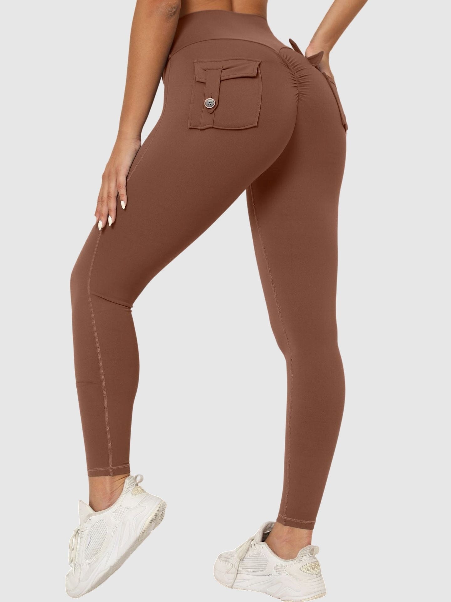 Legging Sport Push Up Poches Arrières Leggings Ultime Legging : Legging Femme | Vêtements de Sport S Marron