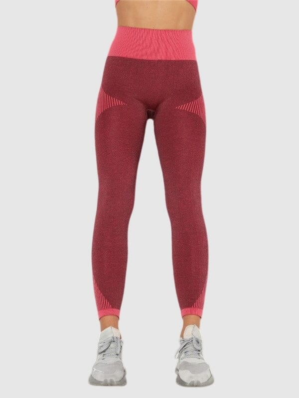 Legging Sport Sans Couture Fitness Ultime Legging : Legging Femme | Vêtements de Sport S Rouge