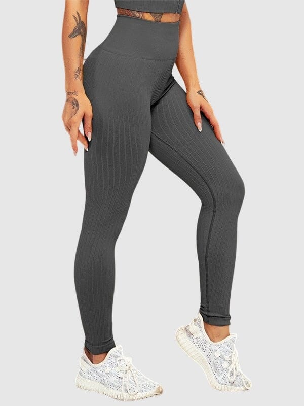 Legging Sport Sculptant Côtelé Leggings Ultime Legging : Legging Femme | Vêtements de Sport S Gris