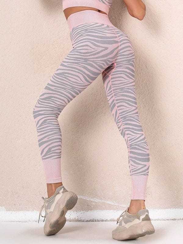 Legging Sport Zébré Sans Couture Leggings Ultime Legging : Legging Femme | Vêtements de Sport S Rose clair