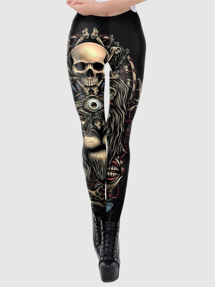 Legging Tête de Mort et Lion Leggings Ultime Legging S Or