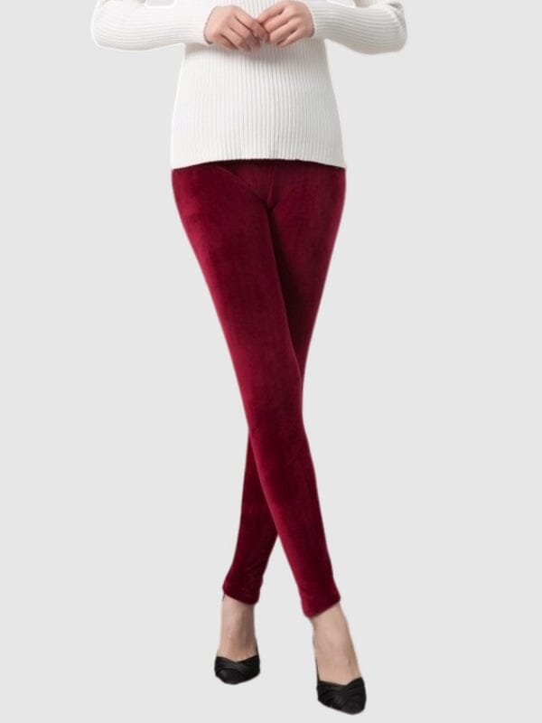 Legging Velours Leggings Ultime Legging : Legging Femme | Vêtements de Sport S Bordeaux