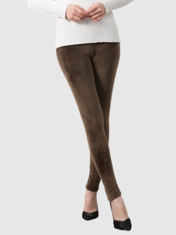 Legging Velours Leggings Ultime Legging : Legging Femme | Vêtements de Sport S Café