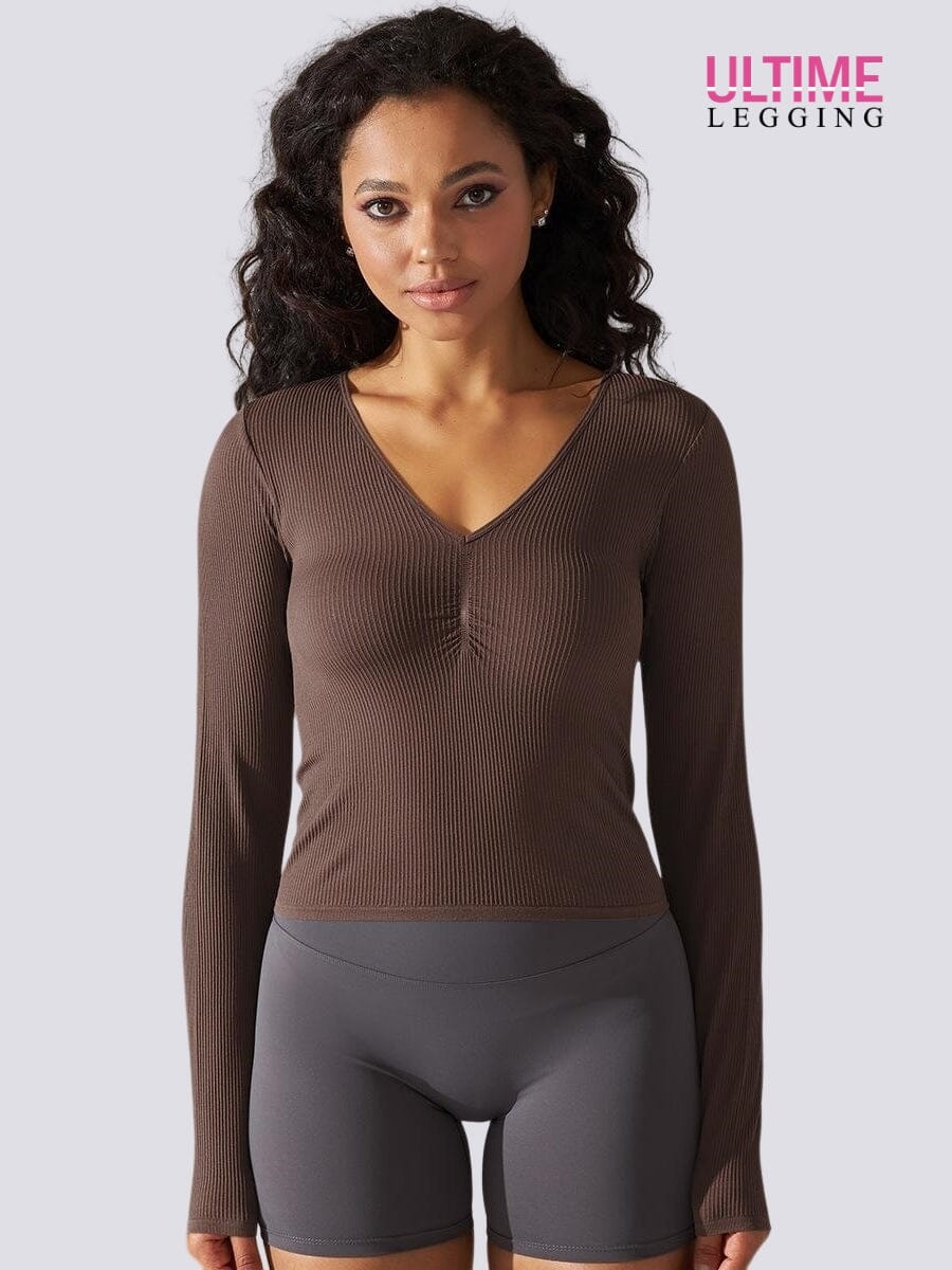 Top Sport Manches Longues Push Up - Ultime-Legging T-Shirt Ultime Legging XS Marron