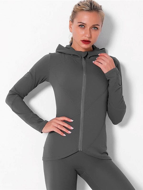 Veste Sport Capuche Zippée - Lovy Veste Ultime Legging : Legging Femme | Vêtements de Sport S Gris